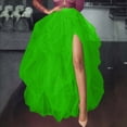 thumbnail image 2 of QHFBli Women Maxi Tulle Skirts Floor Length Layered A Line Elastic High Waist Split Long Tutu Puffy Mesh Tiered Skirt, 2 of 6