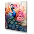 thumbnail image 2 of Designart "Watercolor Peacock Blue and Pink Splendor II" Animals Canvas Print, 2 of 5