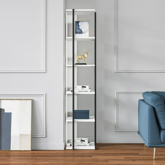 Furba 5 Tier Bookshelf 67 Inch Tall Bookcase Shelf Storage Organizer | Modern Book Shelf