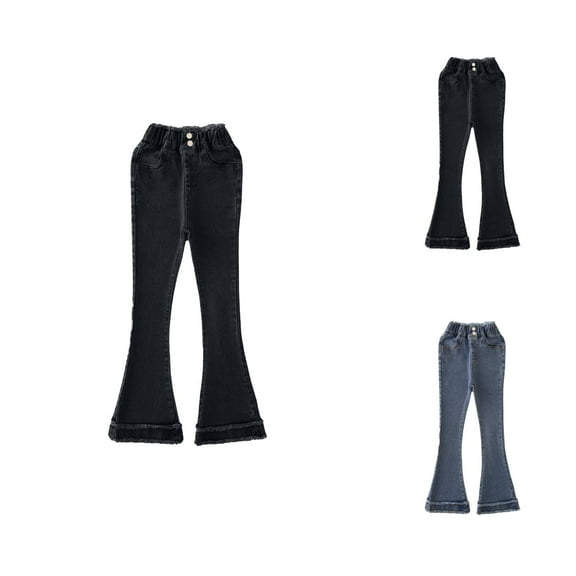Pants for Girls Casual Pants for Girls High Elastic Waist - Tollder Girl Flare Leg Casual Long Bottom Jeans Trousers for Stylish Comfort