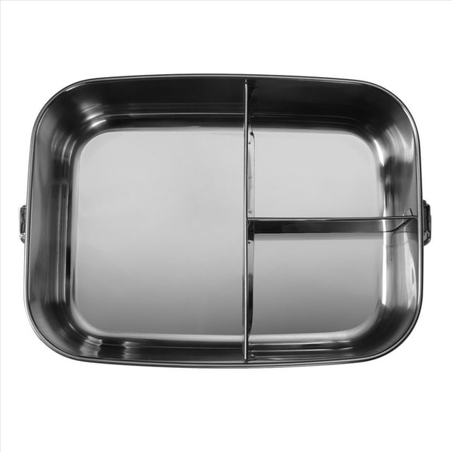 3X Contenedor de Almuerzo Caja de Comida Acero Inoxidable, Fiambrera 3 Compartimentos para Sándwich Y Dos, Contenedor Alimento 1400Ml para Niños Adultos, Apto para Lavavajillas