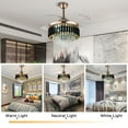 thumbnail image 4 of 42" Invisible LED 3-Color Ceiling Fan Light Black Crystal Chandelier with Remote, 4 of 16