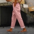 thumbnail image 2 of kaondbfi Cotton Linen Pants Women Summer Casual Straight Leg Pants Elastic Waist Beach Trousers with Pockets, 2 of 8