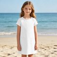 thumbnail image 5 of Grblisyd Girls Dress Crew Neck Short Sleeve Casual Dress Kids Summer Solid Color Loose Midi Dress with Pockets, 5 of 6
