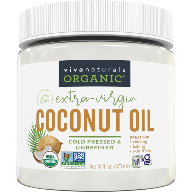 Aceite de coco orgánico Viva Naturals, 16 onzas líquidas: aceite de coco virgen extra sin refinar, prensado en frío, orgánico y sin OGM