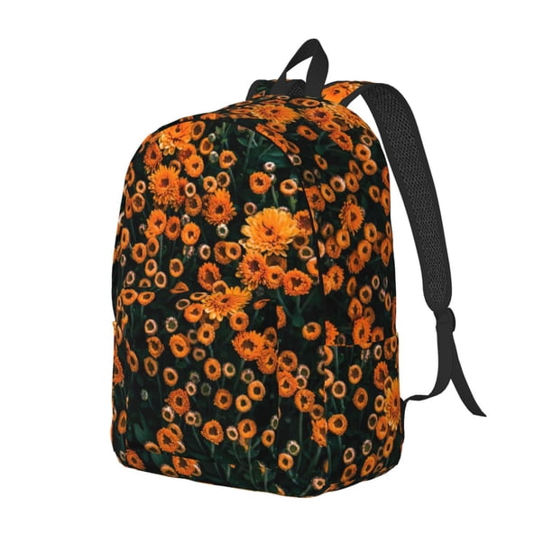 Disketp Daisies print Canvas Backpack Lightweight Travel Daypack Student Rucksack Laptop Backpack-Medium