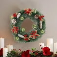 thumbnail image 6 of FastXmas 15.75 Inch Christmas Wreaths Decorations Red Flowers Pine-Needles and Pinecone Christmas Garland Hanging Ornaments Realistic Wreaths Decor for Door Winter Indoor Outdoor Christmas Party, 6 of 6