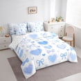 thumbnail image 2 of spefrowx Watercolor Love Heart Twin Bedding for Kids, Blue Princess Bowknot Bedding Comforter Set, Reversible, 7-Piece, 2 of 6