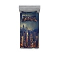 thumbnail image 2 of Cityscape Bedding Set with Sheet & Covers, Hong Kong Cityscape Stormy Weather Dark Cloudy Sky Waterfront Port Dramatic View, Printed Bedroom Decor 2 Shams, 4 Sizes, Multicolor, by Ambesonne, 2 of 3