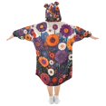 thumbnail image 2 of FORMRS Wearable Blanket Hoodie with Sleeves for Kids Cozy Flannel Sweatshirt, Purple Flowers, 2 of 7