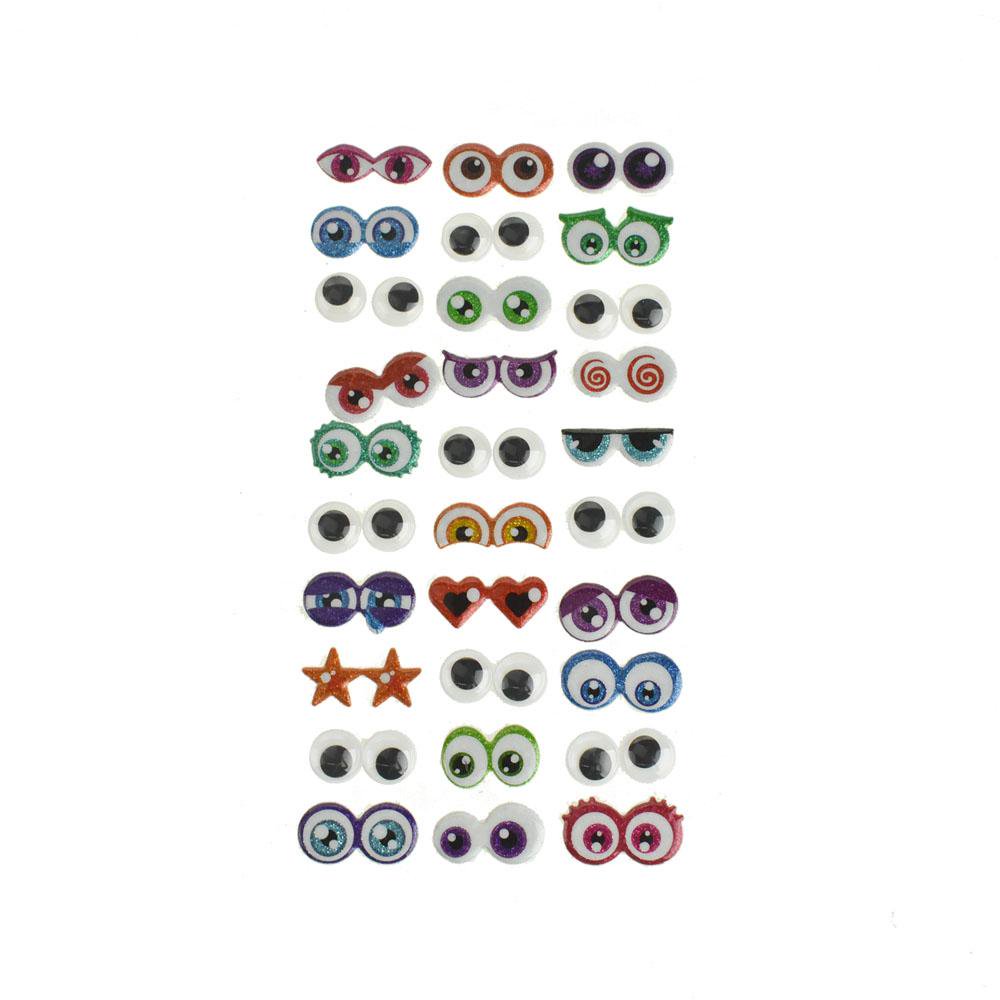 Animated Googly Eyes Self Adhesive Sticker, Assorted Cartoon, 1Inch