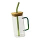 thumbnail image 5 of Vasos transparentes para beber, reutilizables, fáciles de limpiar, tazas de té de vidrio con pajita. Verde, 5 of 9