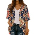 thumbnail image 2 of Purcolt Women's Hawaii Kimono Cardigans Lightweight Casual 3/4 Sleeve Loose Open Front Cardigans Summer Beach Cover up Tops, 2 of 7