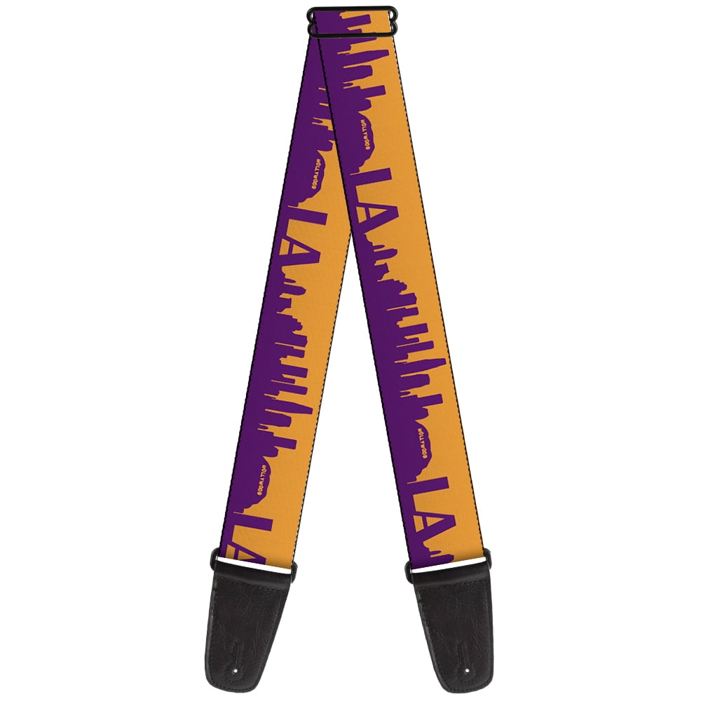 Buckle-Down Guitar Strap, LA Los Angeles Solid Skyline Gold Purple, 2 Inches Wide