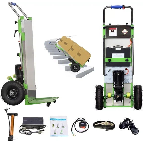 RXFSP Hand Trucks 880lbs Capacity Electric Hand Trucks 1200W Heavy Duty Stair Climber Trolley with 4M Safety Rope for Moving Furniture Logistics Warehouse(Green)