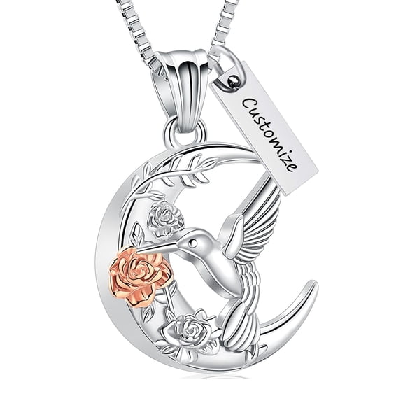 Personalize Hummingbird Rose Moon Urn Pendant Cremation Jewelry for Ashes Keepsake Memory Necklace Memorial Jewelry