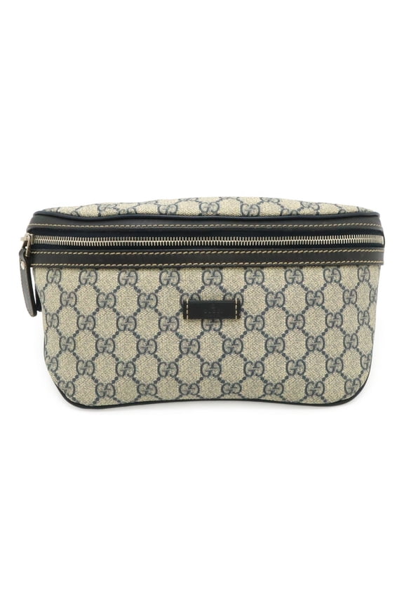 Pre-Owned GUCCI GG Imprime Bag, Body Waist Pouch, Hip Leather, Navy Blue, 233269