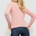 thumbnail image 4 of PiGOGI Women's Round Neck Knit Sweater Casual Solid Color Long Sleeve Base Layer Pullover Top Pink XL, 4 of 6