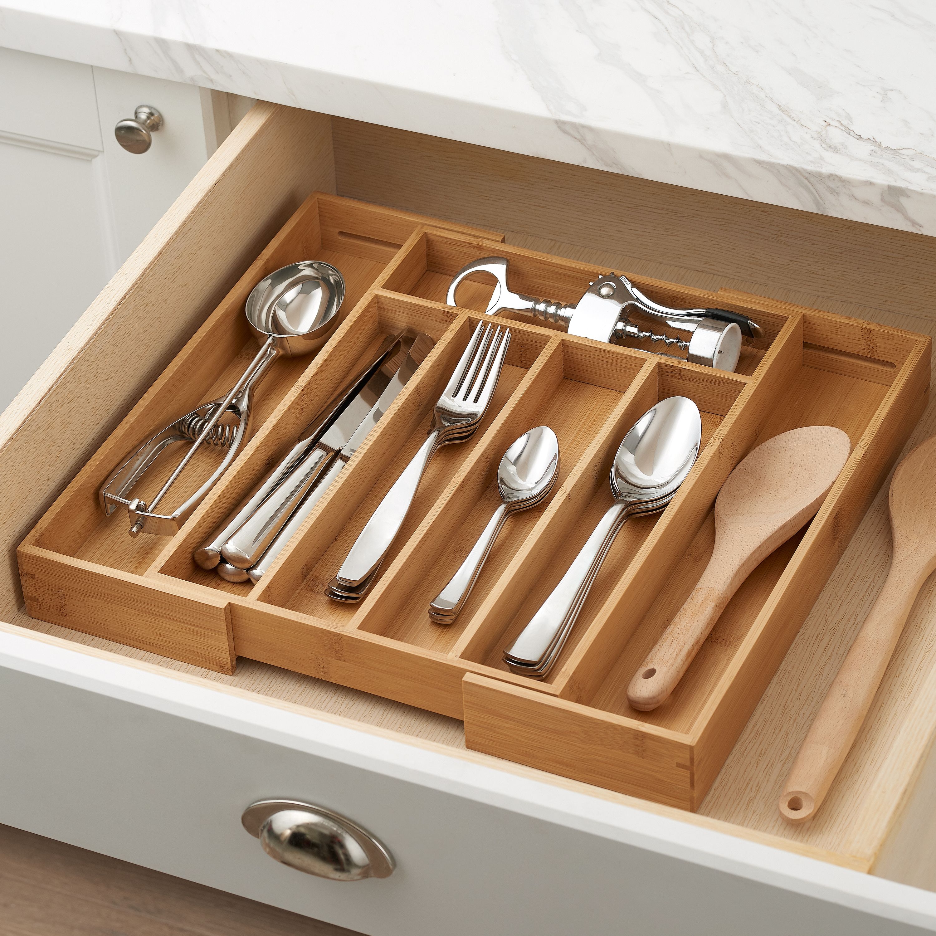 Better Homes & Gardens Expandable Bamboo Utensil and Silverware Organizer - image 4 of 5