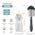 thumbnail image 6 of The 730 Project Honey Bear Straw Cup, BPA-Free, 8 oz, Leak-Proof Lid, Bottle Brush & 4 Straws, Aqua/Peach, 2 Pack, 6 of 7