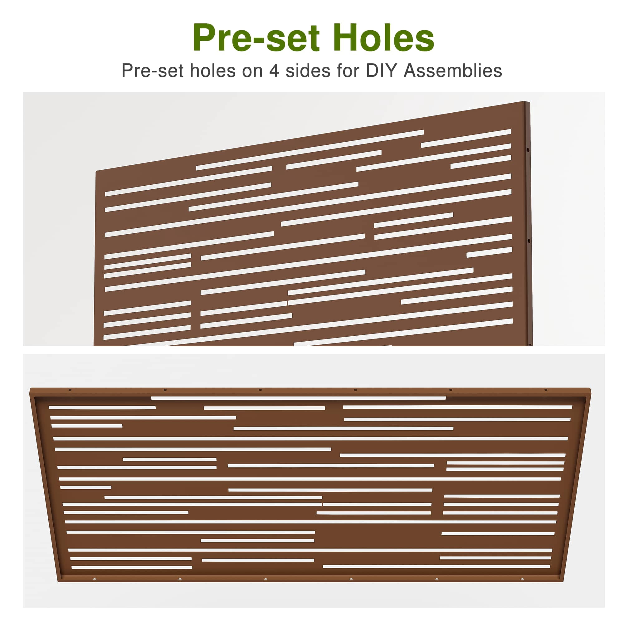 MAYEERTY 72" × 47" Outdoor Privacy Screen, Metal Decorative Screen, Brown