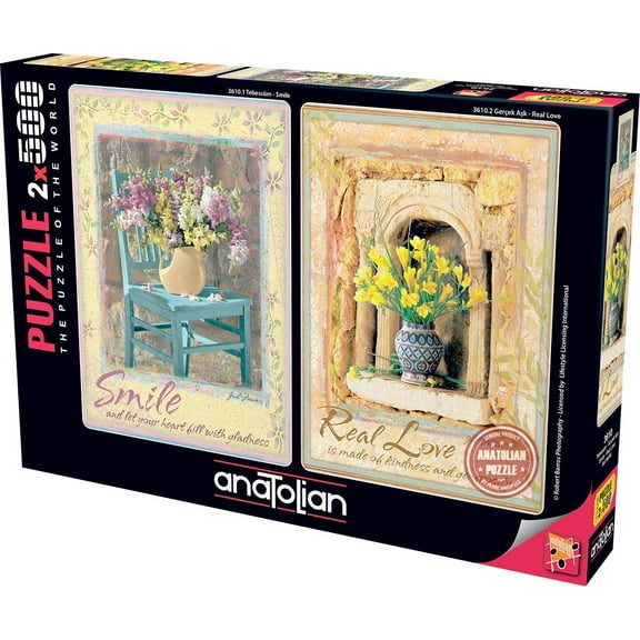 Anatolian Puzzle - Smile Real Love, 2x500 Piece Jigsaw Puzzle #3610, Brown/a