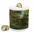 thumbnail image 1 of Landscape Piggy Bank, National Park in Cape Breton Highlands Canada Forest Path Trees Tranquility Photo, Ceramic Coin Bank Money Box for Cash Saving, 3.6" X 3.2", Blue Green, by Ambesonne, 1 of 4