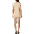 thumbnail image 3 of Conjunto de Lounge Inspire Chic de 2 Piezas para Mujeres, Top Sin Mangas de Cuello Redondo de Punto Acanalado, Pantalones Cortos, Conjuntos Casual M Beige, 3 of 6