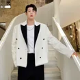 thumbnail image 5 of Chaquetas de traje para hombre de gran tamaño, talla grande, blazer para hombre, abrigo cruzado, blanco, elegante, original, ropa de hombre a la moda, nuevo, 5 of 5