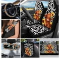 thumbnail image 3 of XYZCANDO Cow Spot Sunflower Cow Coasters Center Mirror Cover Car Seat Cover Seat Belt Cover Keychain Lipstick Cover Car Trash Can Steering Wheel Cover Easy Installation Lightweight Suitable for Men, 3 of 5