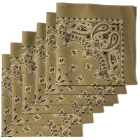 Made in the USA Paisley Bandanas - 6 Pack, 22" x 22", 100% Cotton-beige