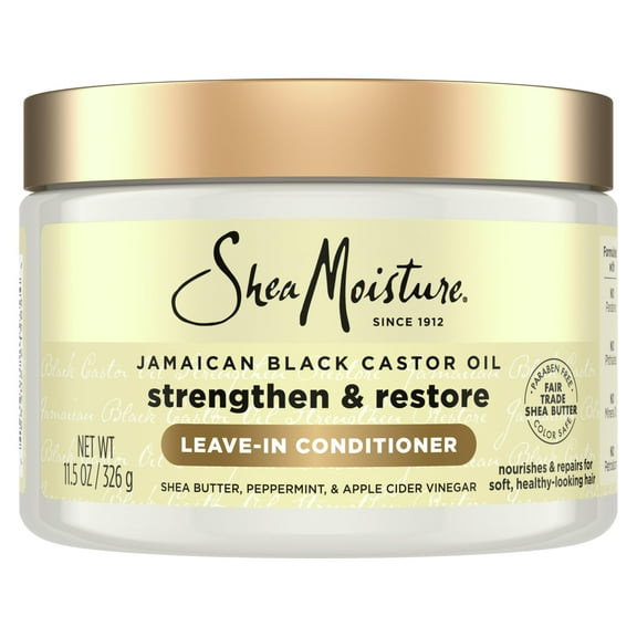 SheaMoisture Jamaican Black Castor Oil Leave In Conditioner Pure Jamaican Black Castor Oil For Damaged Hair to Soften and Detangle Hair 11.5 oz