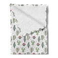 thumbnail image 2 of Cactus Soft Flannel Fleece Throw Blanket, Botanical Design with Prickle Desert Plants and Flowers Together Print, Cozy Plush for Indoor and Outdoor Use, 50" x 70", Vermilion Jade Green, by Ambesonne, 2 of 5