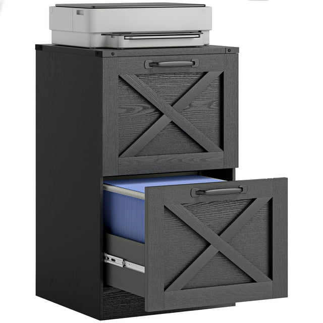 HOMCOM 2 Drawer File Cabinet, Filing Cabinet Fits Letter/A4 Size, Black