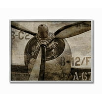 Stupell Industries Airplane Rotor Vintage Wood Texture Design Framed Wall Art by Dylan Matthews