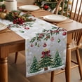 thumbnail image 3 of Christmas Tree Dresser Scarf Farmhouse, Dining Table Decorations for Wedding/Parties, Grey Retro Winter Ball Berry Snowflakes Table Runner 72 Inches Long for Kitchen Dining, 18 x 72 In, 3 of 9