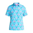 thumbnail image 3 of Birdie Bound Men's & Big Men's Swimming Flamingo Print Golf Polo, Sizes S-5XL, 3 of 5
