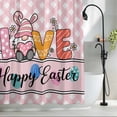 thumbnail image 2 of Happy Easter Shower Curtain Set, Waterproof Shower Curtains for Bathroom, Spring Gnomes Rabbits Eggs Love Flowers Pink Washable Fabric Bath Curtain for Bathtub Decoration with Hooks 60x72 Inches, 2 of 9