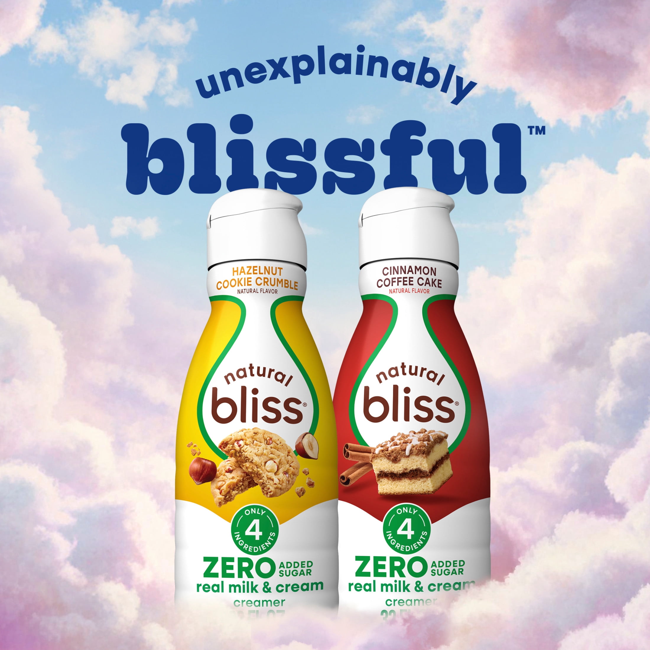 Coffee mate Natural Bliss, Sugar Free, Cinnamon Coffee Cake, Dairy, Refrigerated Creamer, 32 fl oz Bottle