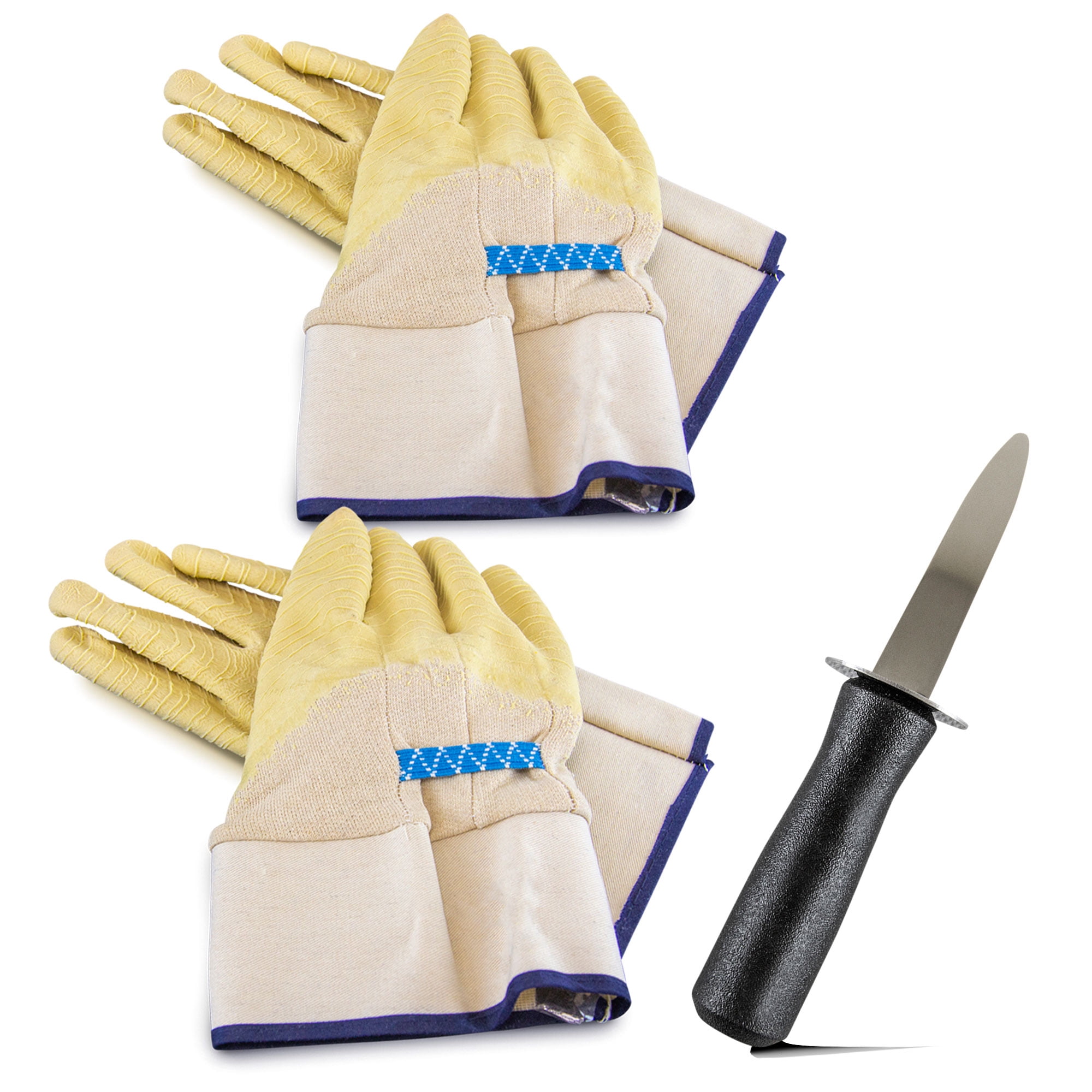 [1 Knife and 2 Gloves Pack] 3 Inch Stainless Steel Oyster Shucking