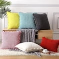 thumbnail image 6 of Tzou 2 Pack Throw Pillow Covers with Pom-poms, Soft Square/Rectangular Cushion Case Set for Couch Sofa Bedroom Home Office, 6 of 7