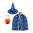 thumbnail image 2 of Capa de mago para cosplay, disfraz para niños y niñas, accesorio fotográfico, capa de bruja para carnaval Azul, 2 of 9