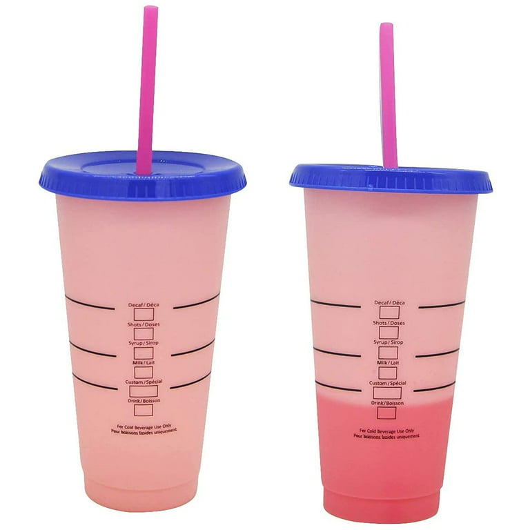 Color Changing Tumbler 24OZ  Color Changing Cups 5-Pack Reusable with Free  Lid and Straws, for Iced Water, any Starbucks Drink, Iced Coffee 