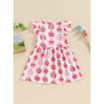 thumbnail image 3 of Toddler Baby Girls Farm Outfit Fruit Apple Print Fly Sleeve Ruffle Dress Summer Casual A-Line Twirly Dresses, 3 of 7
