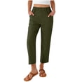 thumbnail image 2 of Women's Elastic Waist Ankle Length Straight Leg Pants Casual Pull On Pants with Pockets, 2 of 7