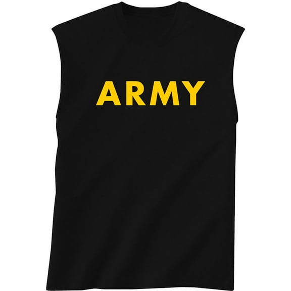 Black ARMY Sleeveless T-Shirt with gold print