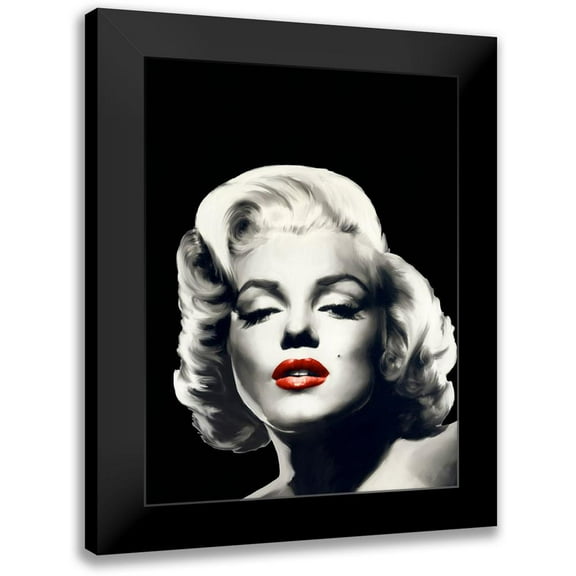 Consani, Chris 12x14 Black Modern Framed Museum Art Print Titled - Red Lips Marilyn In Black