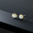 thumbnail image 4 of Gem Stone King 2.10 Ct Oval Cabochon 8x6mm White Simulated Opal 14K Yellow Gold Stud Earrings for Women Men, 4 of 5