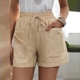 thumbnail image 2 of QLEICOM Womens Athletic Shorts, Plus Size Shorts, Loose Wide Leg Pants High Waist Straight Pants Casual Cotton Linen Shorts Yoga Shorts, Running Shorts, Comfy Beach Shorts, Cycling Shorts Beige XXXL, 2 of 5