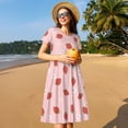 thumbnail image 4 of Lsque Hand Drawn Strawberry Print Women's Casual Dress T-Shirt Summer Short Sleeve Scoop Neck Swing Dresses, 4 of 6